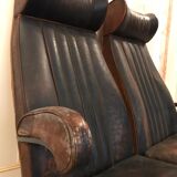 Vintage 1950s leather double-plane bus armchairs