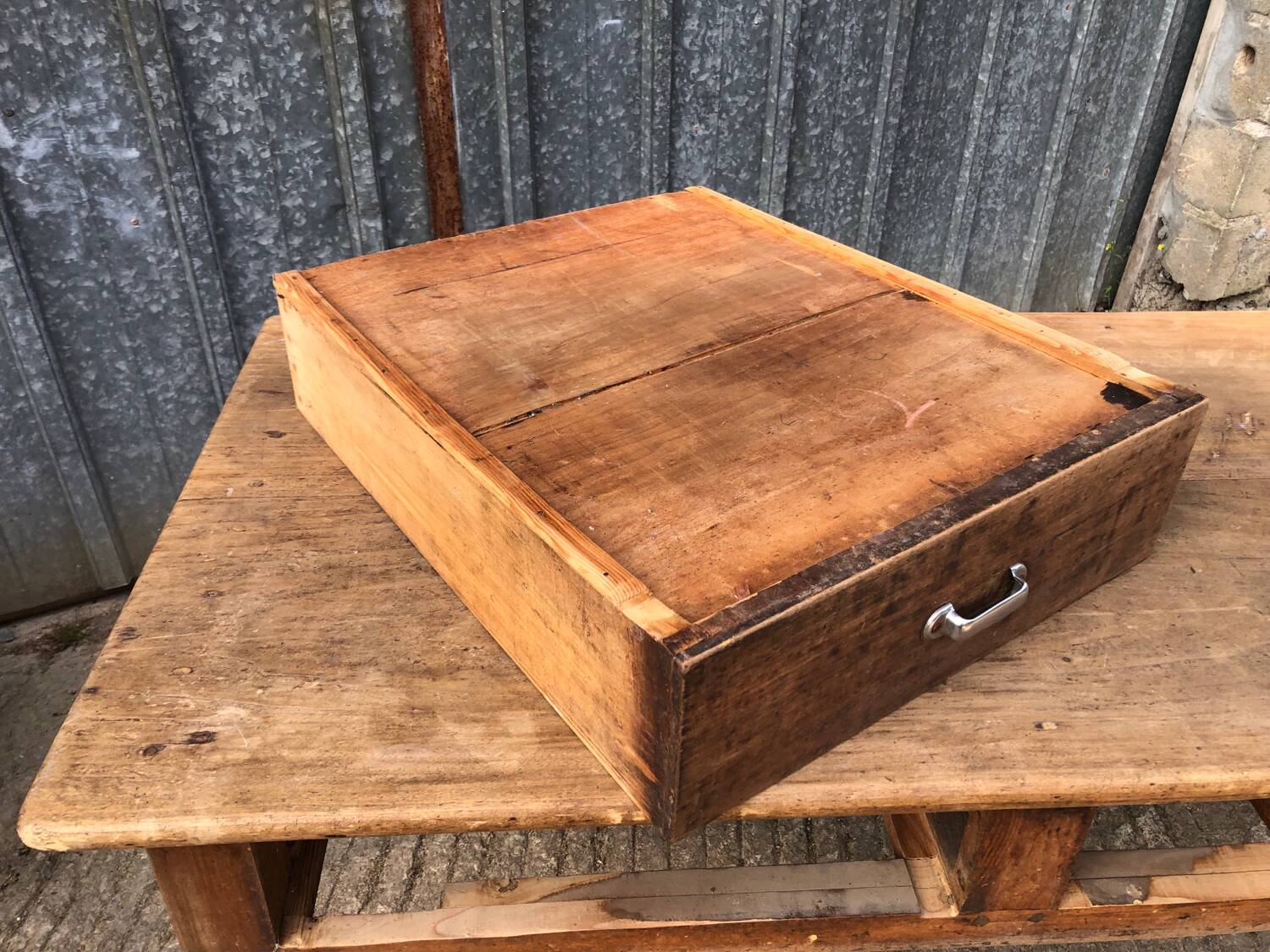 Antique farmhouse table with 3 drawers