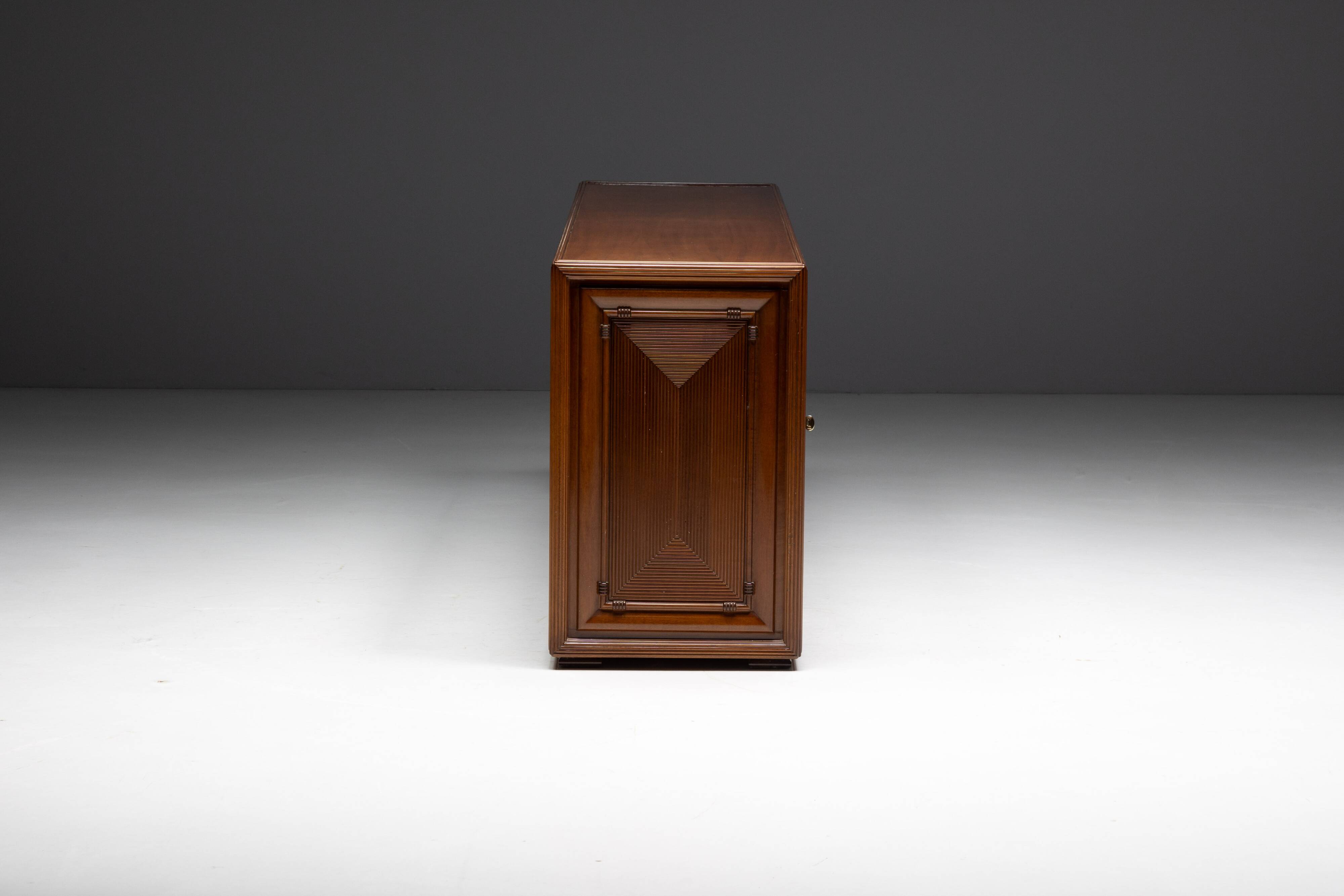 Architectural modernist sideboard, France, mid-20th century