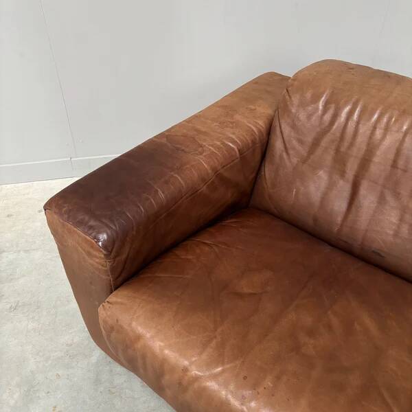 Ensemble de fauteuils en cuir marron vintage, années 1970.