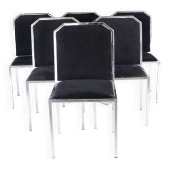 Suite de 6 chaises vintage chrome