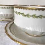 Limoges porcelain cups and saucers - Perrier Paris early 20th century