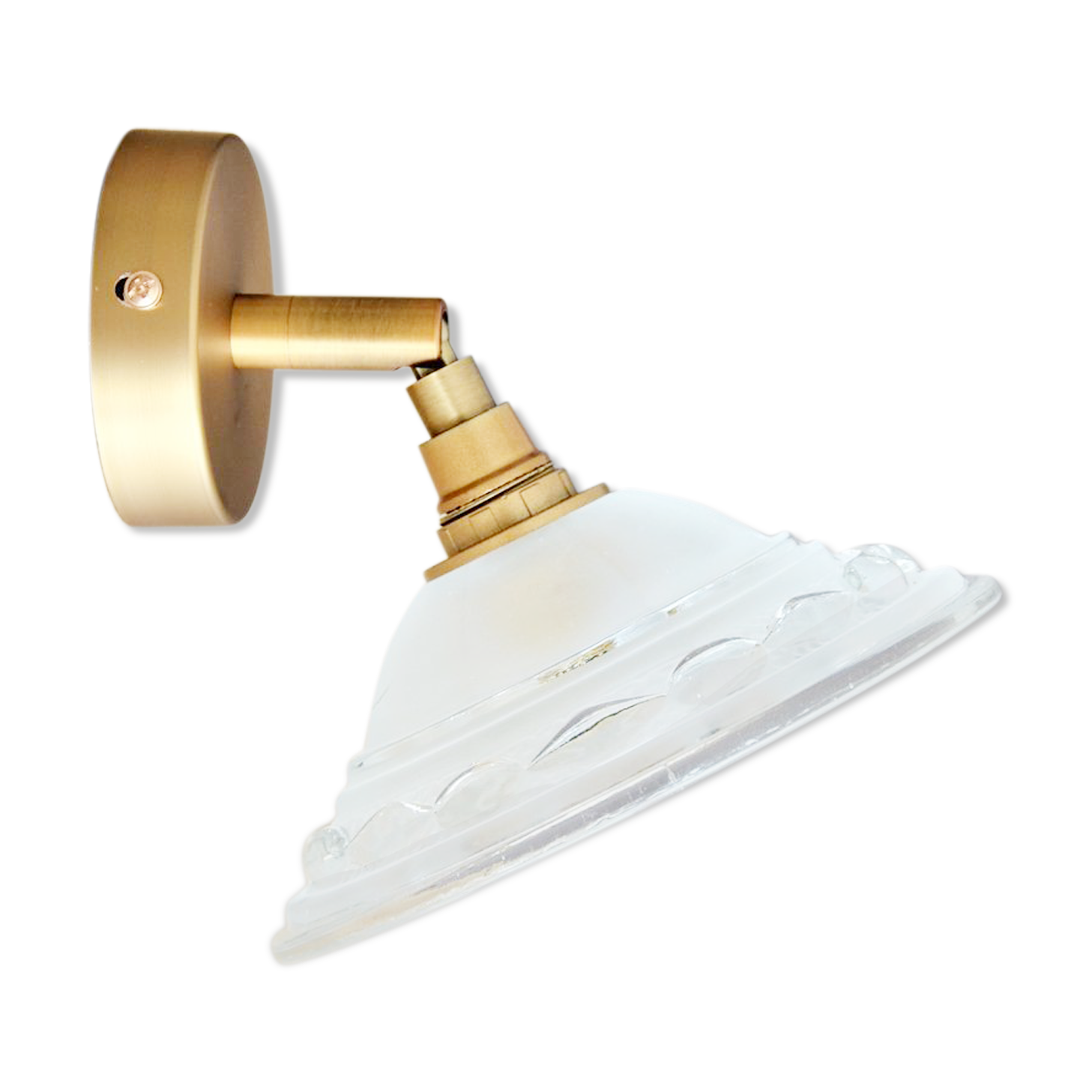 Articulated wall lampshade, satin metal stand