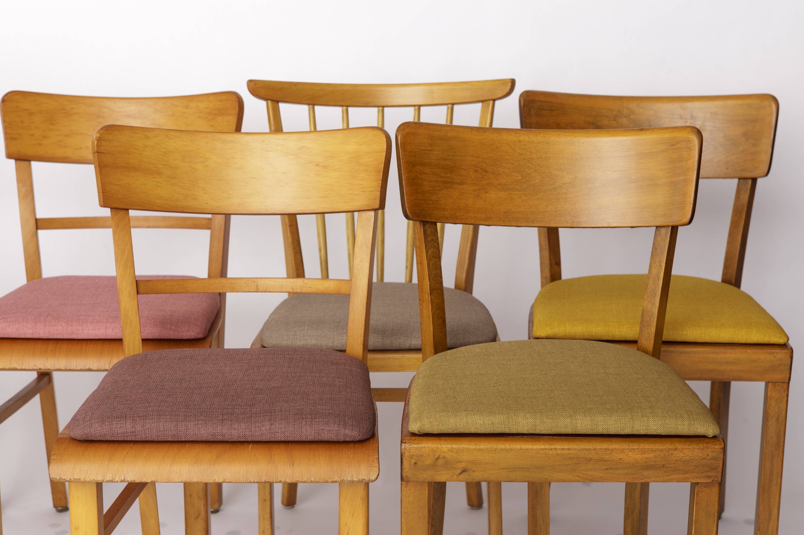 Set of 6 Vintage German Dining Chairs, 1950s–1960s | Beech Wood Frames