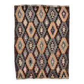 Tapis kilim persan géométrique vert et violet 5x7, 162x218 cm
