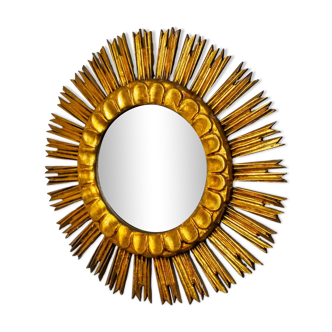 Mid century gilded wooden sun mirror, 54cm