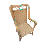 Rattan armchair with high back