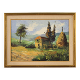 Tableau signé paysage de campagne du XXe siècle