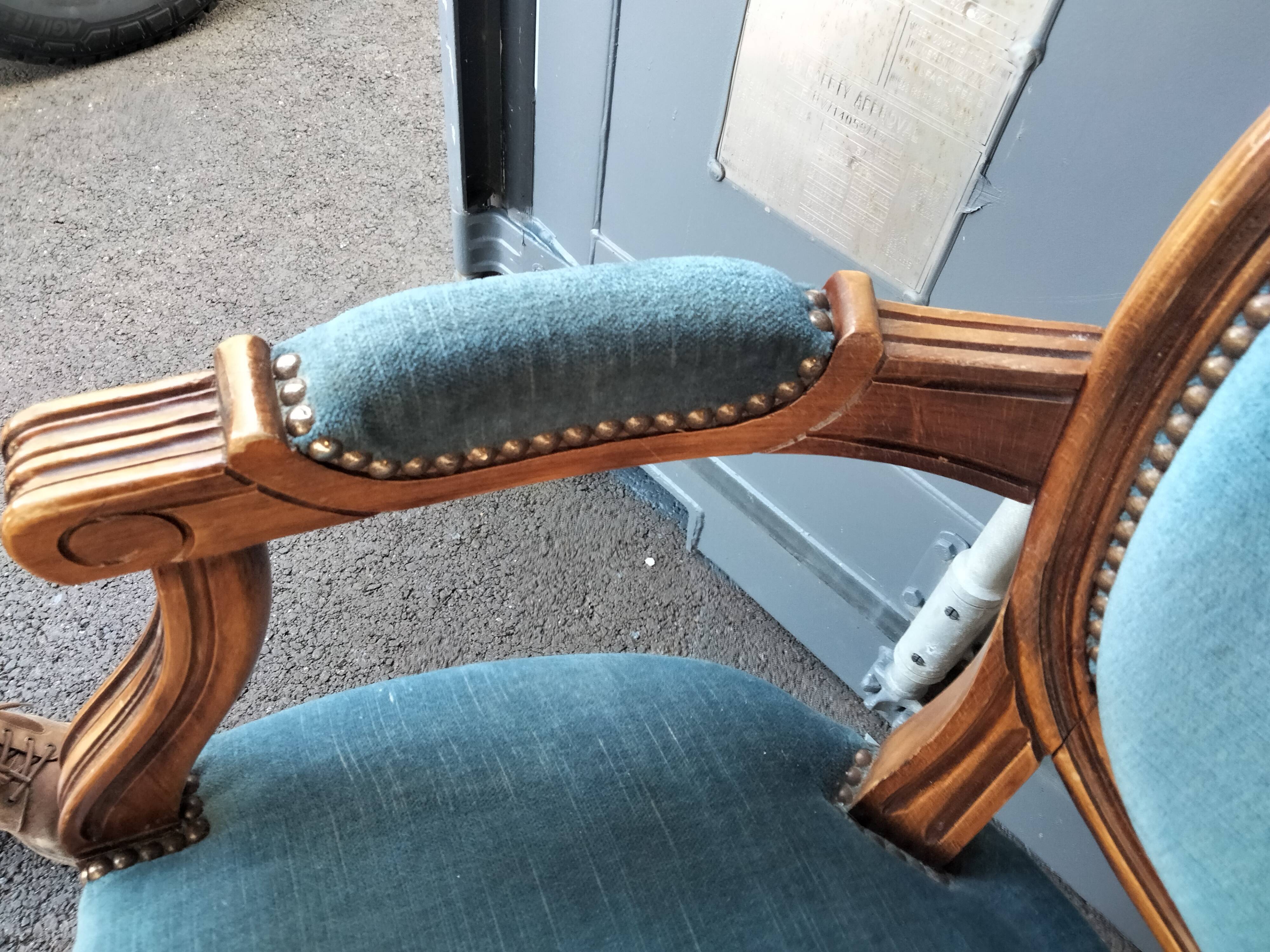 Pair of armchairs old medallion style louis xvi