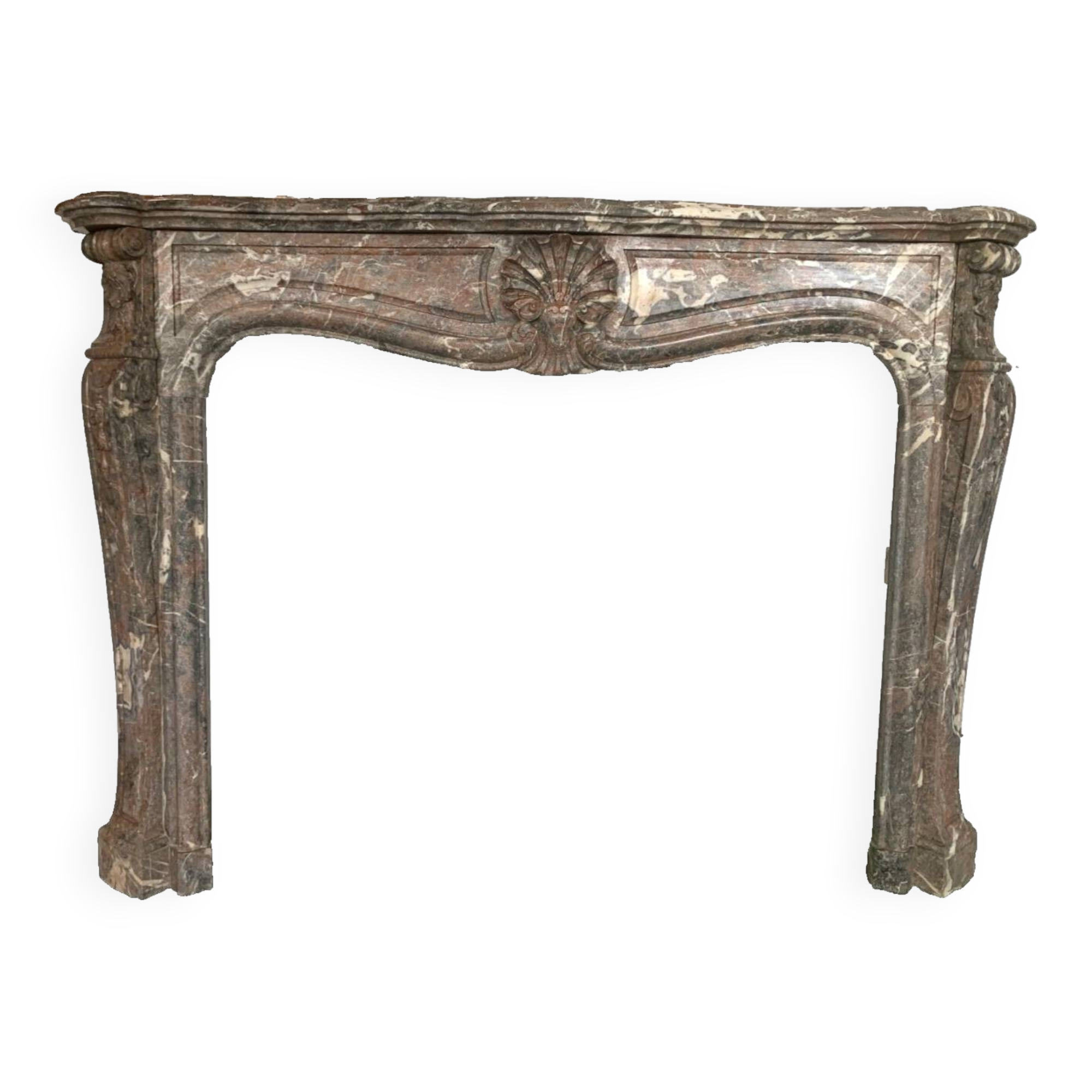 Louis XV style fireplace in red breche marble 19th century
