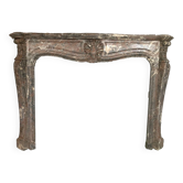 Louis XV style fireplace in red breche marble 19th century