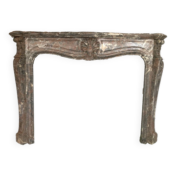 Louis XV style fireplace in red breche marble 19th century