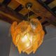 Chandelier leaves Murano Mazzega, gilded frosted glass, italy 1970