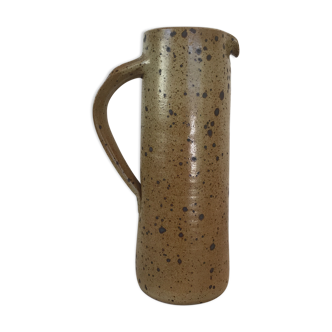 Large 60s and 70s ceramic sandstone pitcher signed by Michel Dumont Puisaye