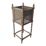 Antique Caned Fern Planter on Spiral Turned Legs