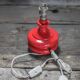 Vintage red glass lamp, table lamp, bedside lamp.