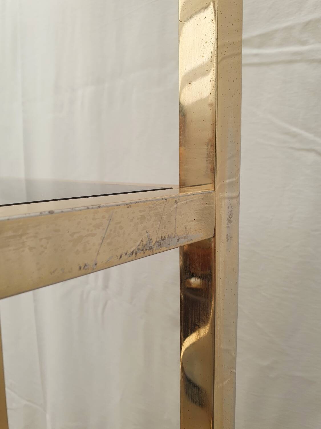 Gold and smoked glass shelf 1970