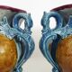 Pair of antique Art Nouveau dragon slip planters