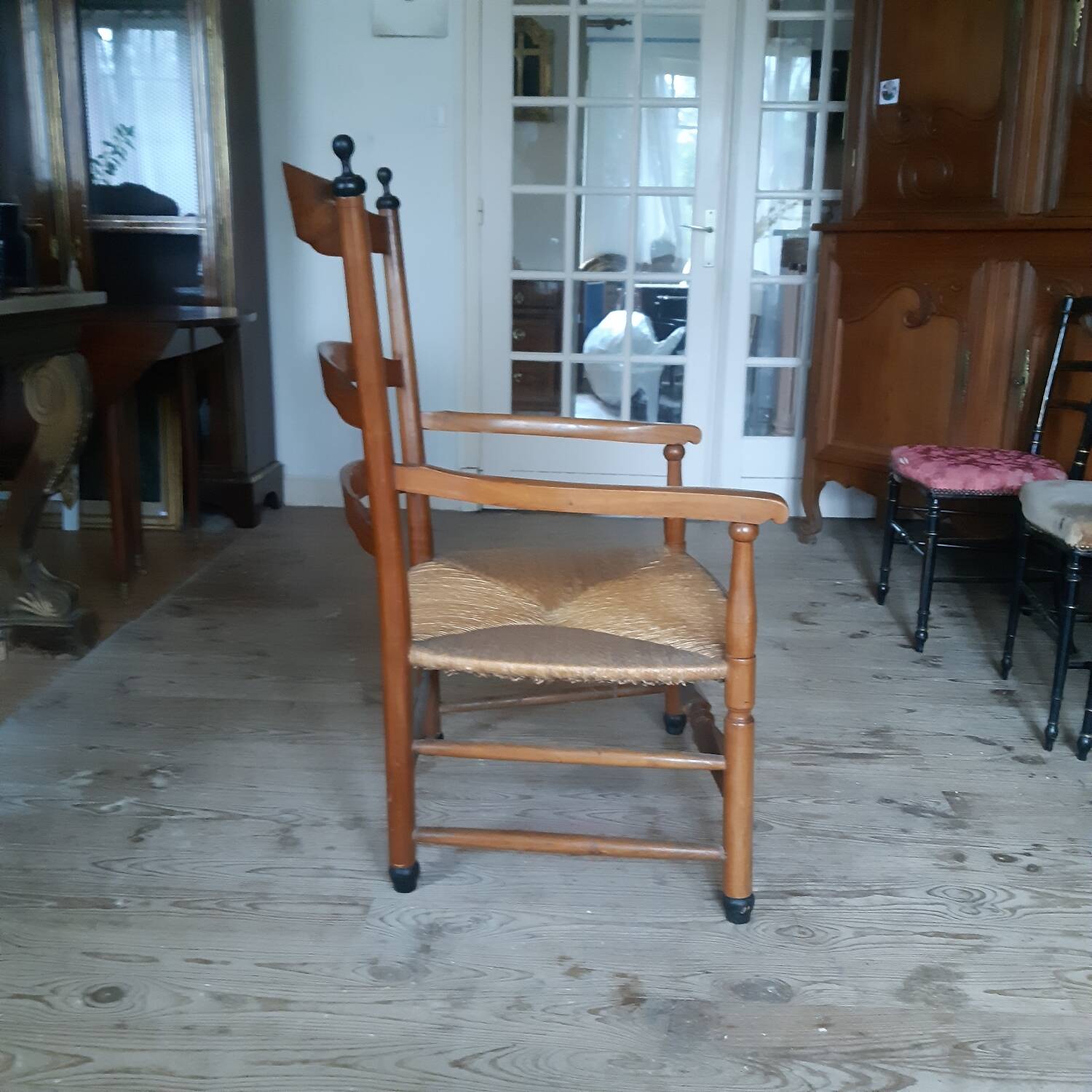 Large straw armchair