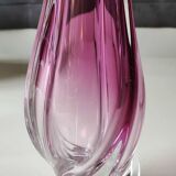 Large Val St Lambert Vase, signed. In pink tones. Twisted design/33 cm