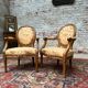 Pair of armchairs medallion in natural wood Louis XVI style
