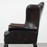 Cowhide leather Chesterfield wingback armchair in classic English style