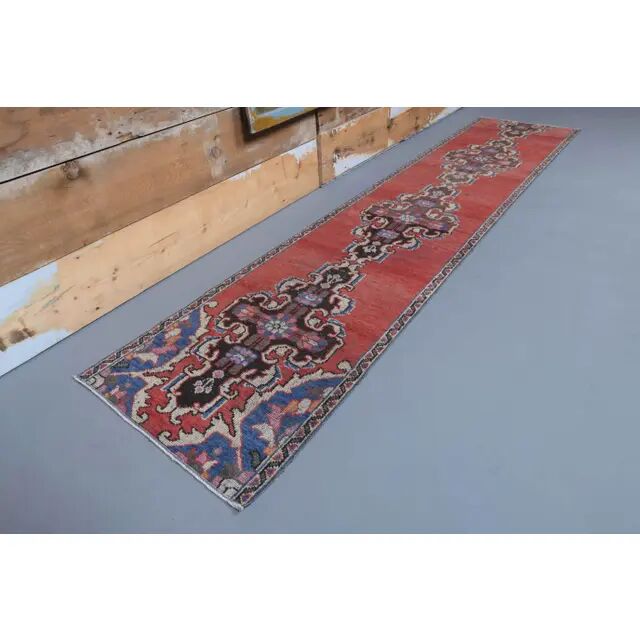 1970s Turkish Oushak Handmade Runner Rug 70x318