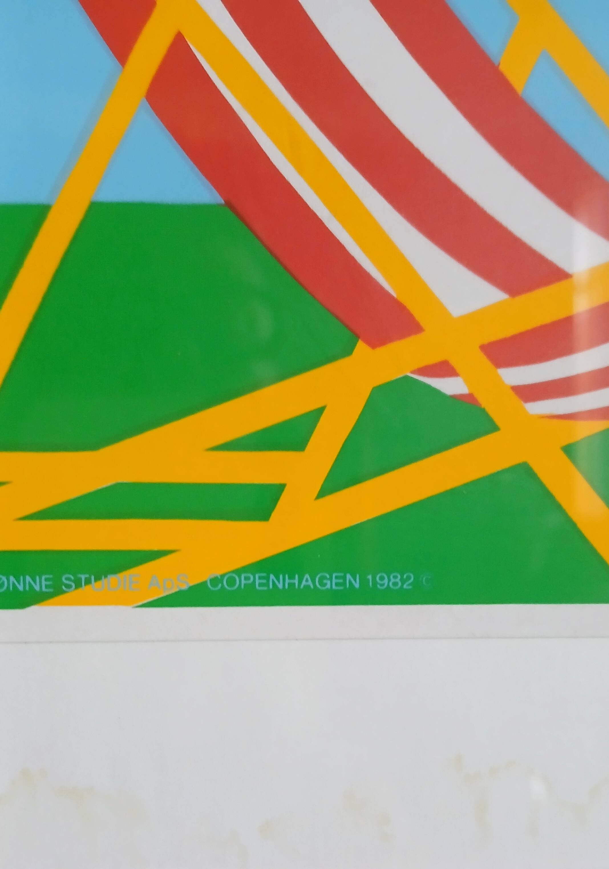 Danish screen print framed Ole Kortzau / Grønne Studie Copenhagen 1982