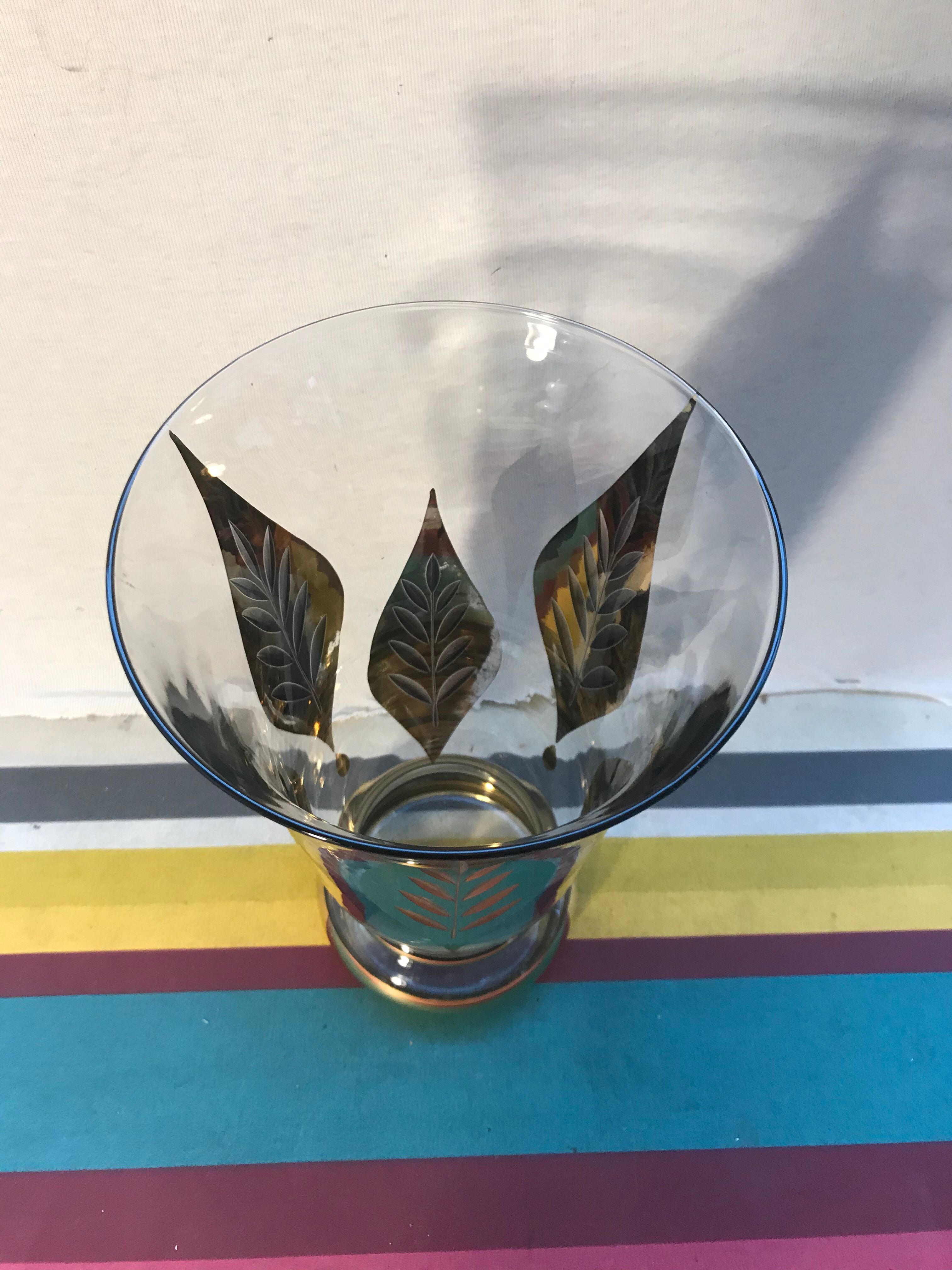 Old FAINS Glassware Vase From BOOM Decor Decelede Dilly Gold Belgium Vintage