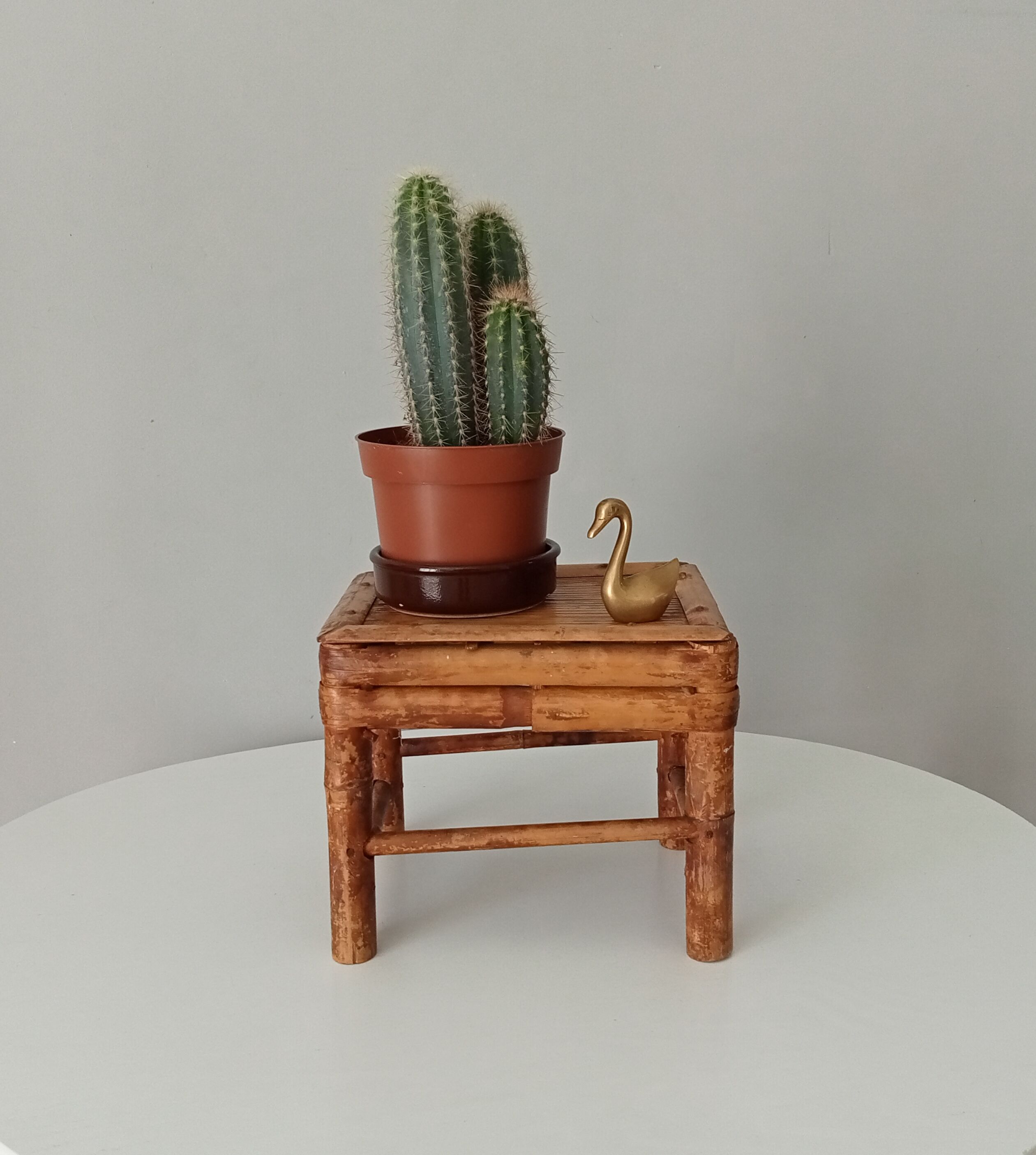 Antique burnt bamboo stool