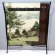 Vintage Ebonized Beech, Brass and Glass Coat Rack with a Landscape, Italy