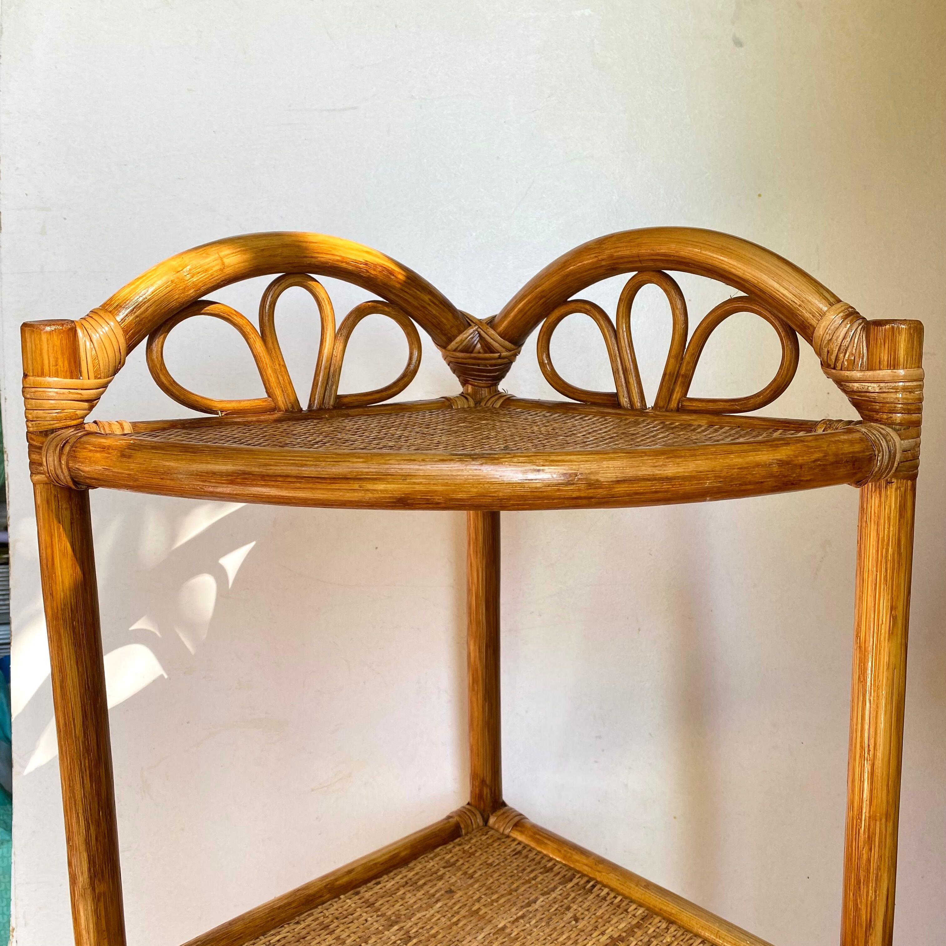 Rattan corner shelf