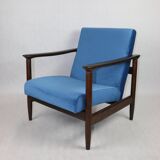 Blue marine velvet gfm-142 armchair by Edmund Homa, 1970s, ocean