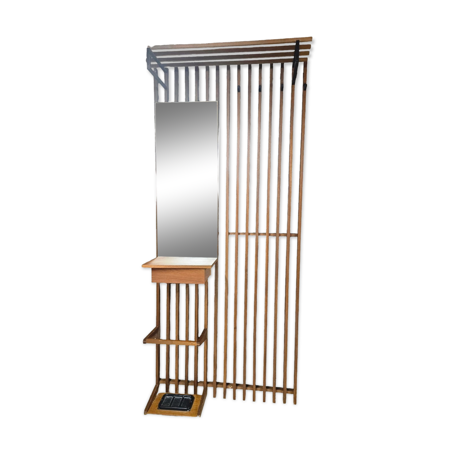 Cloakroom, Scandinavian wall-mounted coat rack in teak 1970