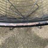 Pair of round chairs in black tubular steel 1960