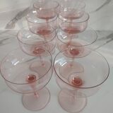 8 vintage pink crystal champagne glasses