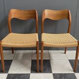 Niels Otto Moller teak and paper cord chairs, model 71