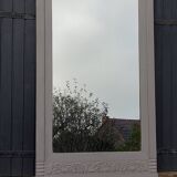 Miroir ancien des années 1920 en chêne patine grise 149cm