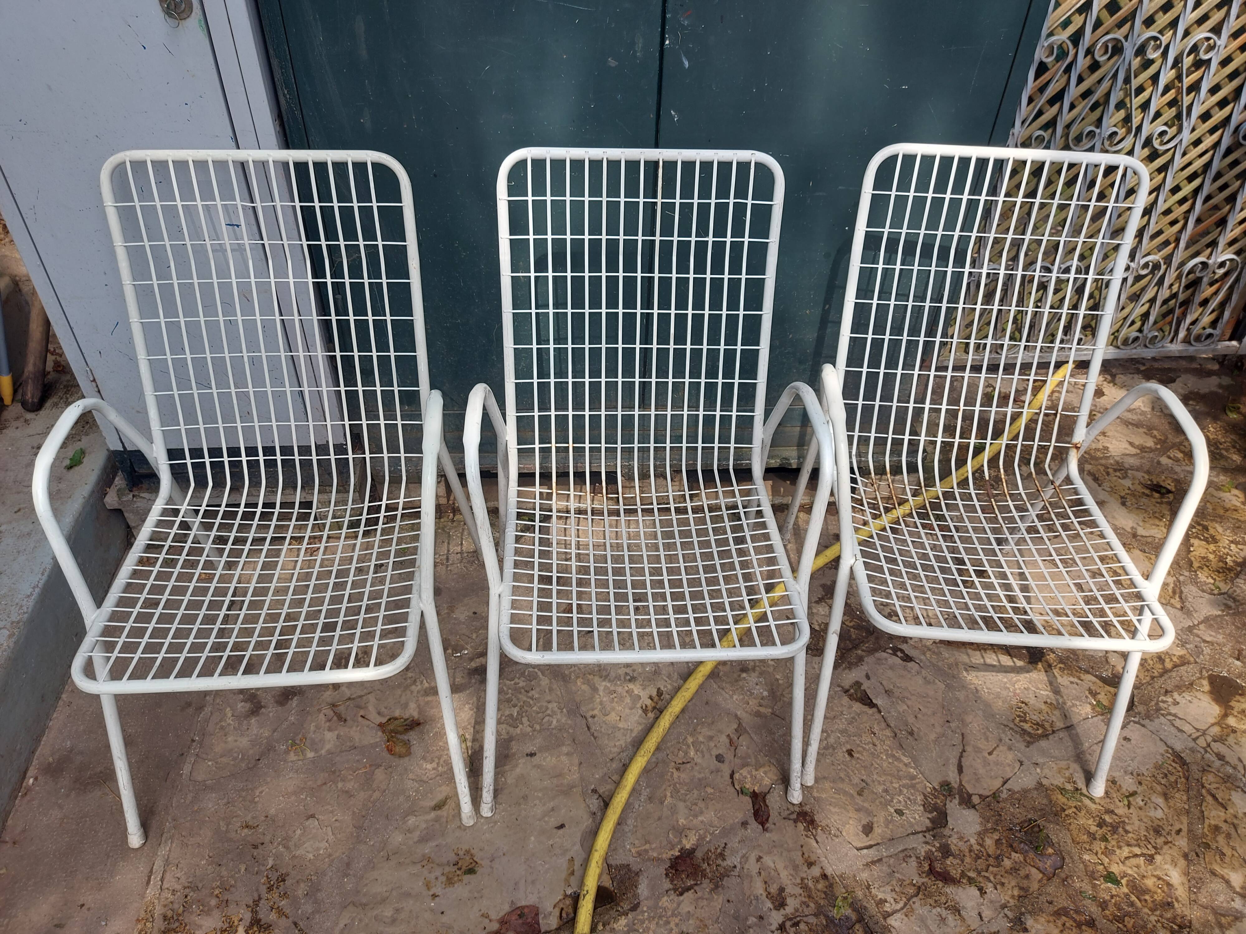 Lot de 3 fauteuils en métal vintage design italien emu modèle rio