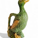 Majolica Duck Pitcher by Keller & Guérin, France, Art Nouveau, 1890