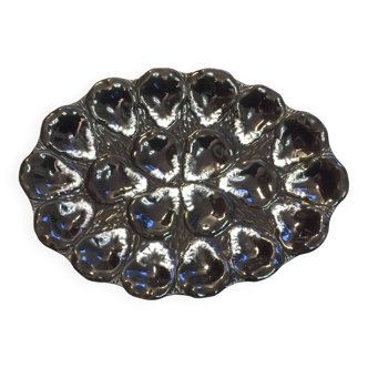 old shell oyster dish - slip - ceramic VALLAURIS style - vintage 70/80 -