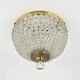 Vintage French brass and crystal flush mount antique