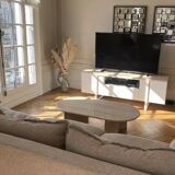 Rectangular travertine coffee table