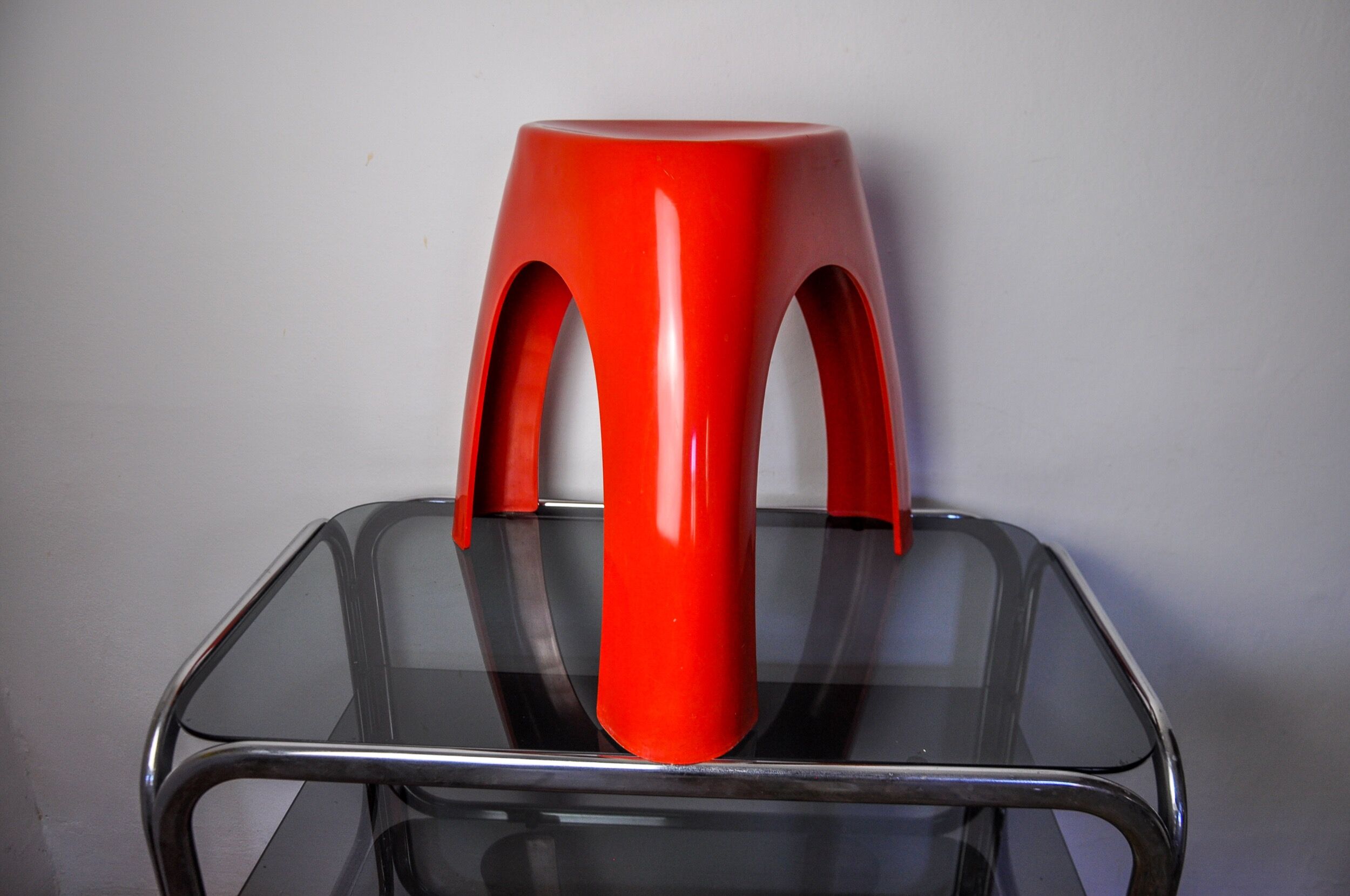 Red elephant stool by vilmer, spain, 1980