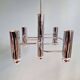 Geometric chandelier in chrome metal, design by Gaetano Sciolari, 1970.