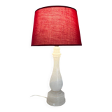 White Alabaster Lamp - Vintage White and Red Alabaster Table Lamp