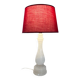 White Alabaster Lamp - Vintage White and Red Alabaster Table Lamp