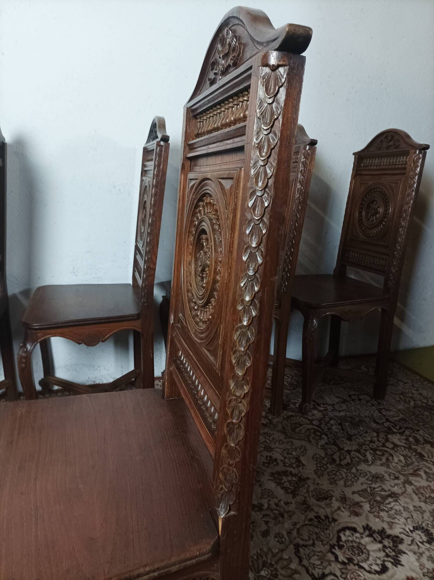 Set of 6 Art Deco oak chairs