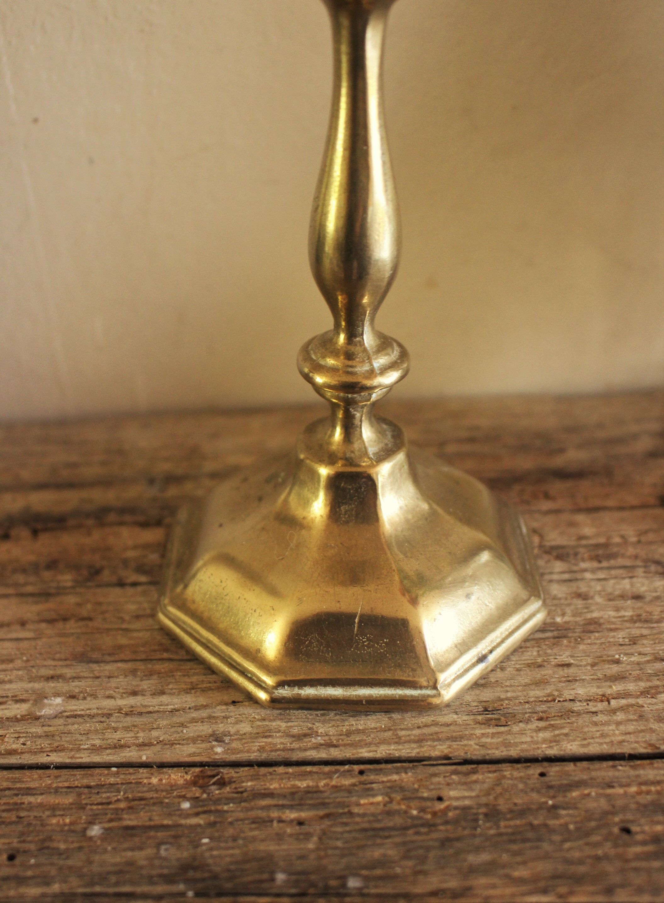 Candle holder Small brass torch octagonal base