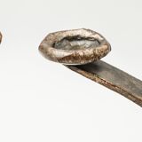 Pair of brutalist wrought iron candlesticks, French work